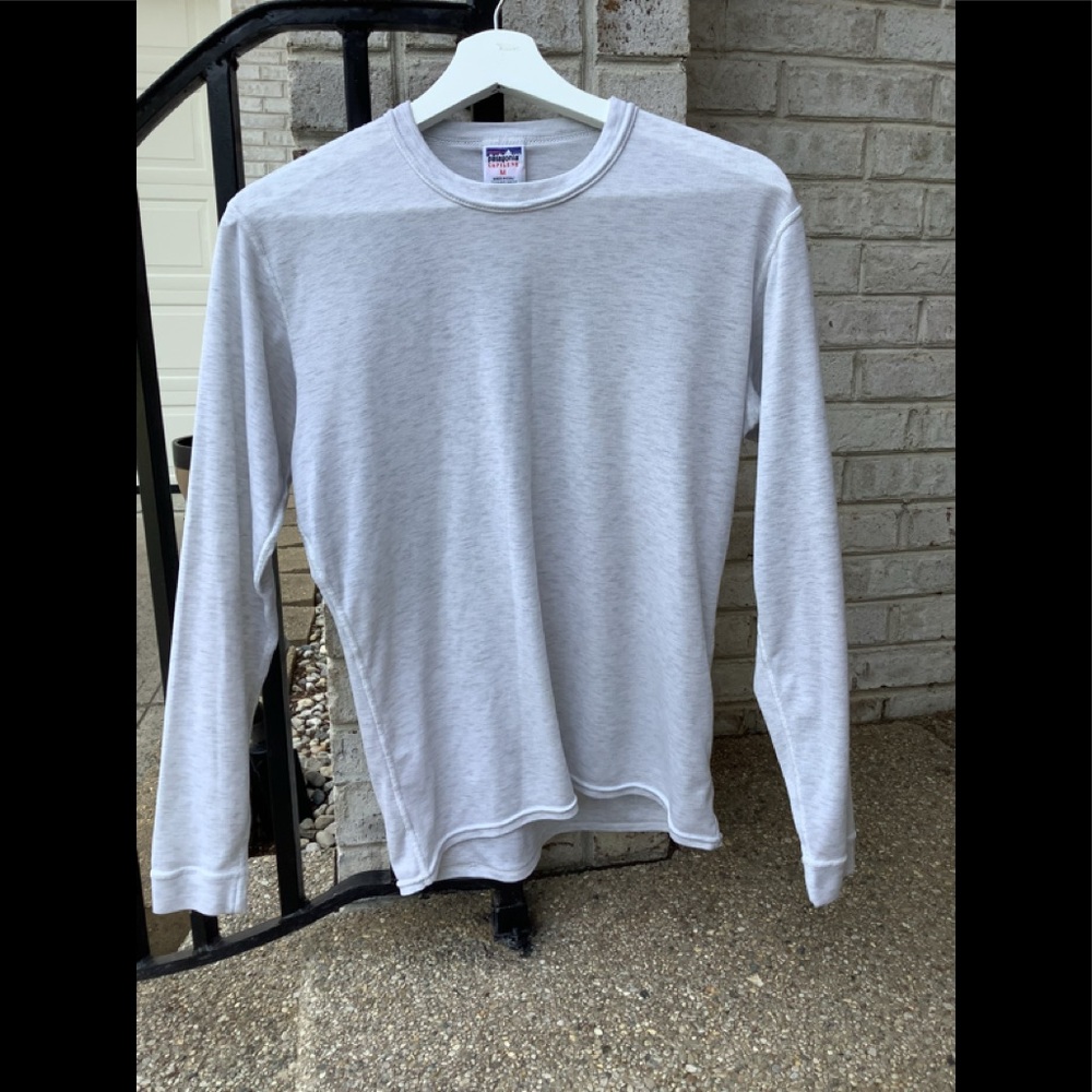 Patagonia capilene light grey white long sleeve